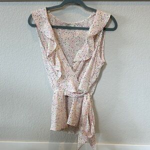 Polka Dot Ruffle Wrap Top